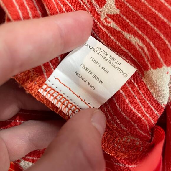 Bel Kazan Anthropologie Red Striped Faux-Wrap Dress Size Small Knee Length Boho - Picture 9 of 9
